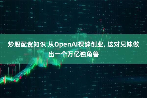 炒股配资知识 从OpenAI裸辞创业, 这对兄妹做出一个万亿独角兽